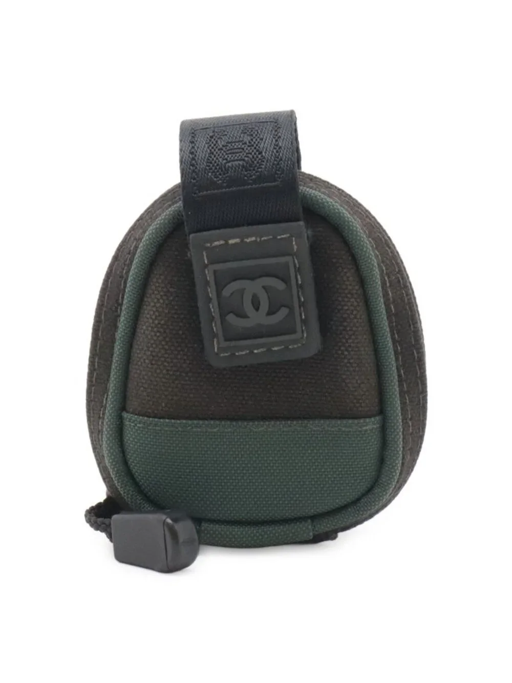 Chanel Sports Line CC Logo Arm Pouch Case Canvas Nylon Black Green
